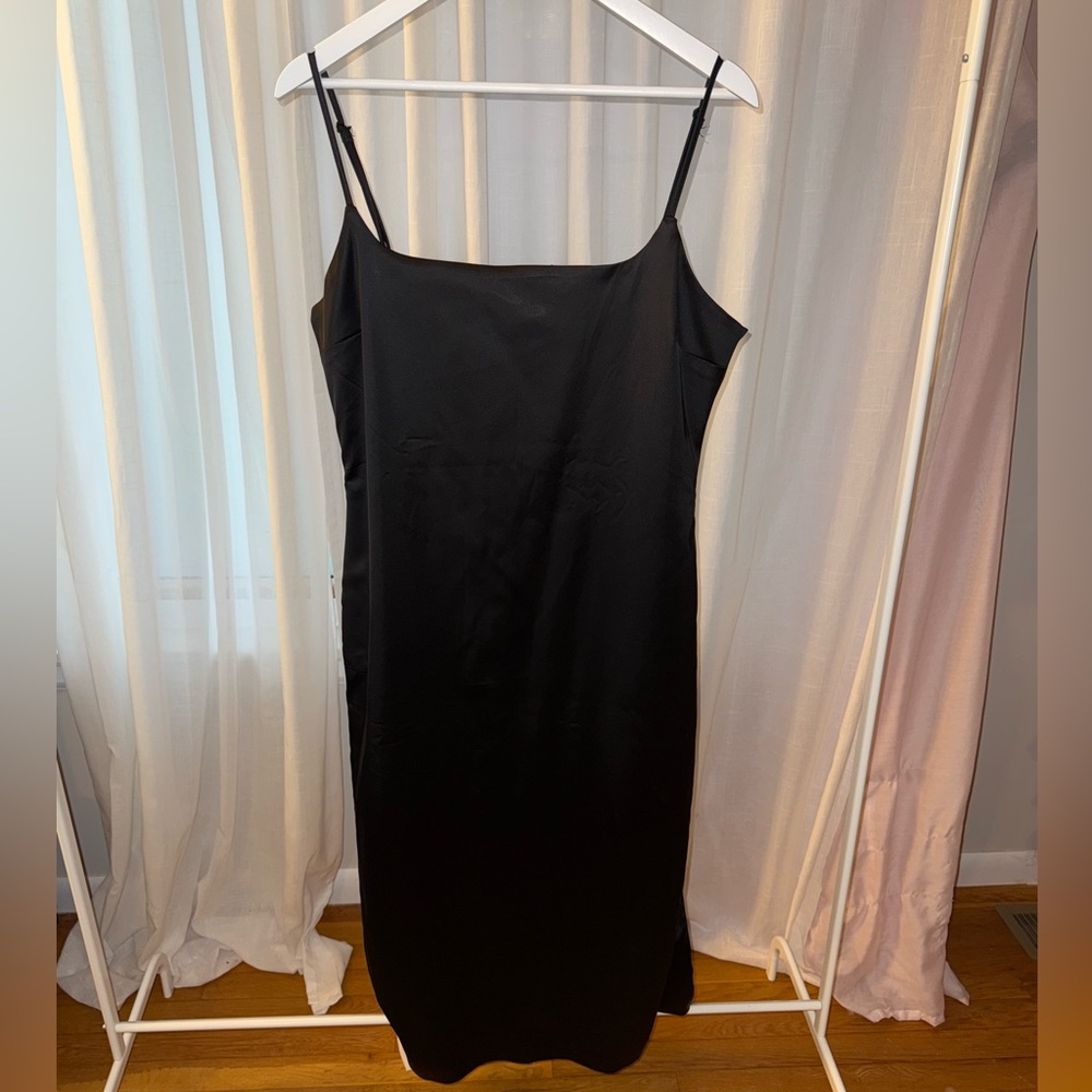 Abercrombie Black Satin Dress with Slit
